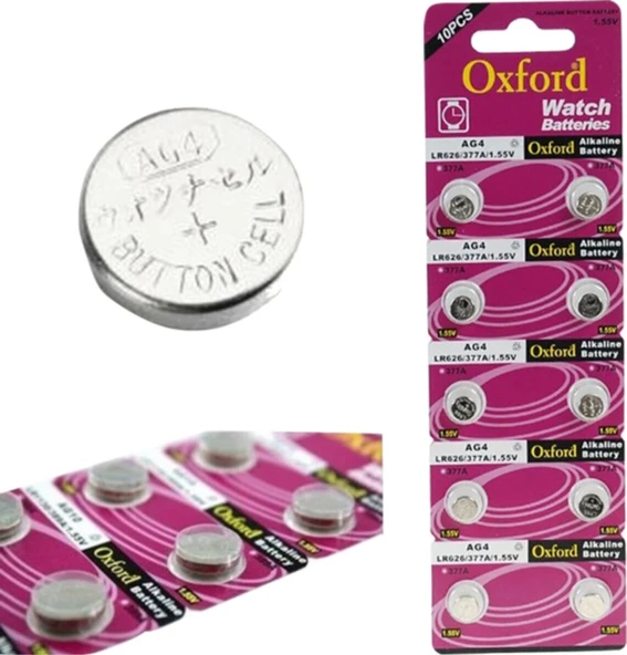 Oxford AG4 LR626 377A Alkalin Kartela Saat Pili 10'lu ürün görseli 1