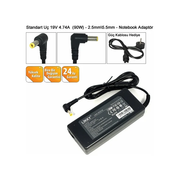 19V 4.74A 5.5x2.5 Laptop Notebook Adaptör Şarj Aleti ürün görseli 1