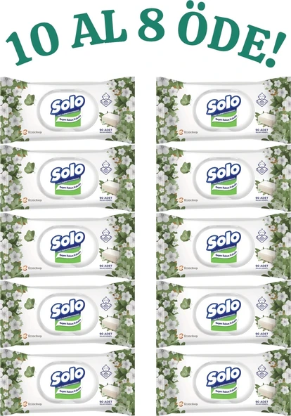 Solo Islak Havlu Beyaz Sabun Kokulu 90 Yaprak (10 adet) ürün görseli 1