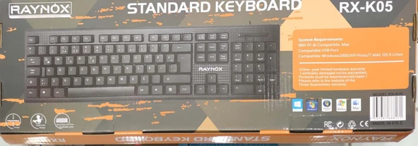 Raynox RX-K05 Usb Kablolu Standart Q Klavye Siyah ürün görseli 1