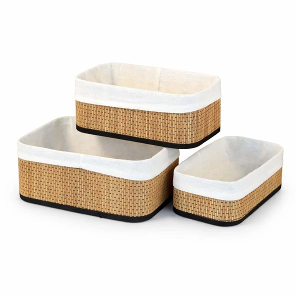 Paçi Wicker Premium Serisi Dikdörtgen 3'lü Set Organizer ürün görseli 1