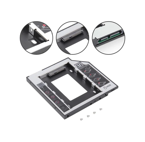 Harddisk Kutusu 9.5 MM Sata Slim Kızak Caddy - Resim 3