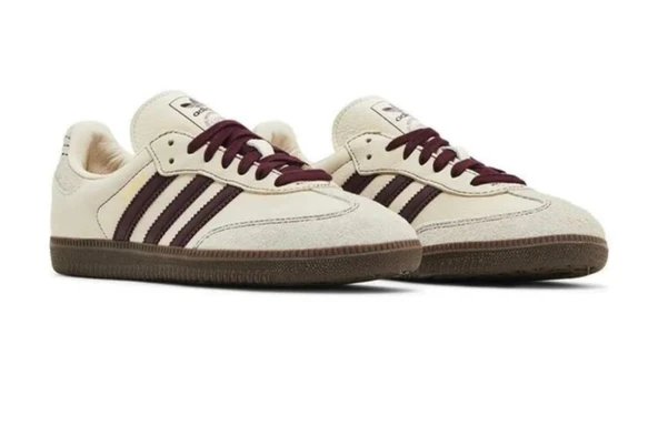 Adidas Samba OG Wonder White Maroon - Resim 3