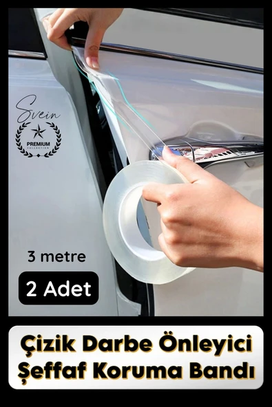 #KapıKoruma 2 Adet 3 Metre Oto Kapı Çizik Önleyici Şeffaf Koruma Bandı Darbe Koruyucu İz Bırakmaz ürün görseli 1