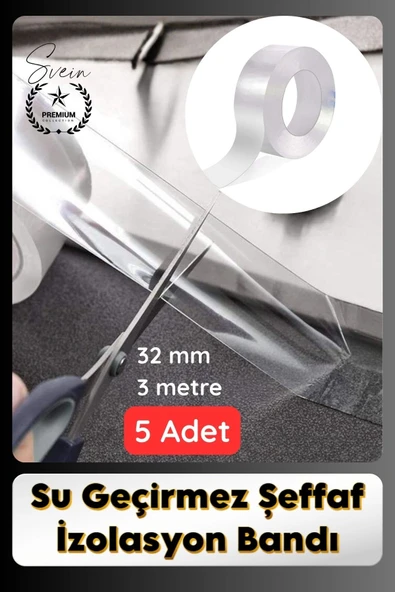 #SızdırmazBant 5 Adet Su Geçirmez Şeffaf İzolasyon Bandı Tezgah Lavabo Kenar Tamir Güçlü 38mm x 3m ürün görseli 1