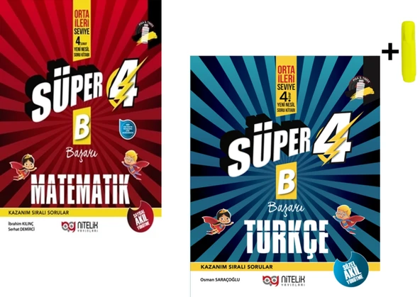 Nitelik 4.Sınıf Yeni Nesil Süper Matematik Ve Türkçe (B) Soru Kitabı Yeni ürün görseli 1
