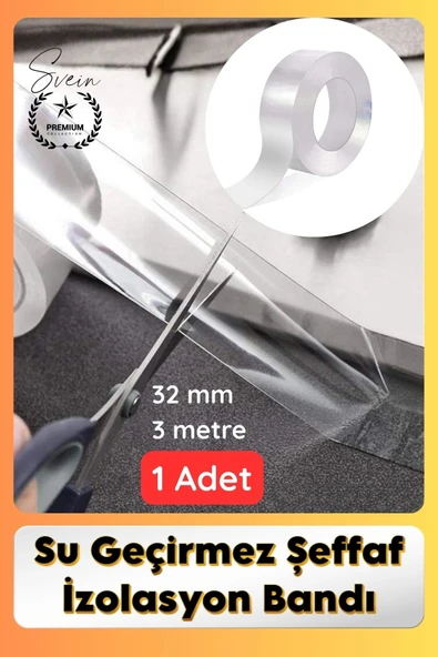 #SızdırmazBant 1 Adet Su Geçirmez Şeffaf İzolasyon Bandı Tezgah Lavabo Kenar Tamir Güçlü 38mm x 3m ürün görseli 1