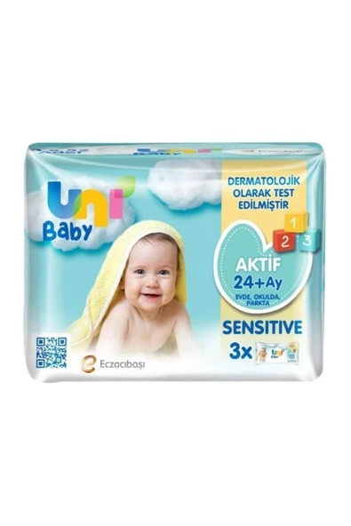 UNI BABY ISLAK MENDİL AKTİF SENSITIVE 3LÜ ürün görseli 1
