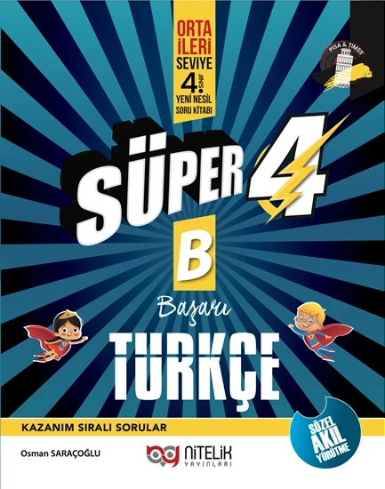 Nitelik 4.Sınıf Yeni Nesil Süper Türkçe (B) Soru Kitabı Yeni ürün görseli 1
