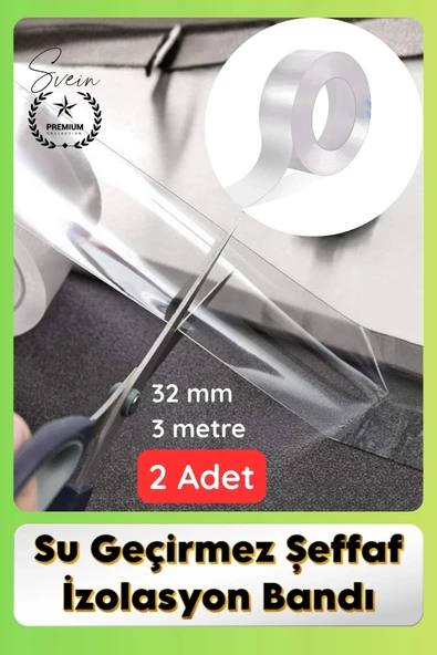 #SızdırmazBant 2 Adet Su Geçirmez Şeffaf İzolasyon Bandı Tezgah Lavabo Kenar Tamir Güçlü 38mm x 3m ürün görseli 1