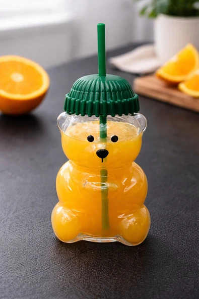 Goggy Bear Fenomen Barista Cam Bardak Ayıcıklı Pipetli Matara Bardak ürün görseli 1