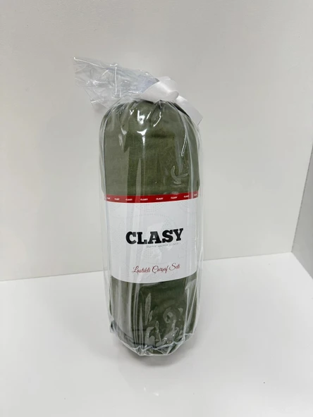 Clasy Ranforce Lastikli Çarşaf Seti Çift Kişilik Haki Yeşil ÇKLÇ-269 %100 Pamuk ürün görseli 1
