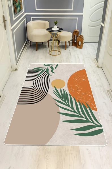 Modern Desenli Dijital Baskı Kaymaz Taban Halı H0119 RENKLİ 120 X 180 ürün görseli 1