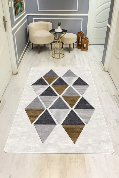 Modern Desenli Dijital Baskı Kaymaz Taban Halı H0143 RENKLİ 80 X 150 ürün görseli 1