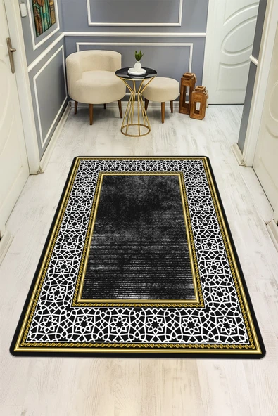 Modern Desenli Dijital Baskı Kaymaz Taban Halı H0109 RENKLİ 180 X 280 ürün görseli 1