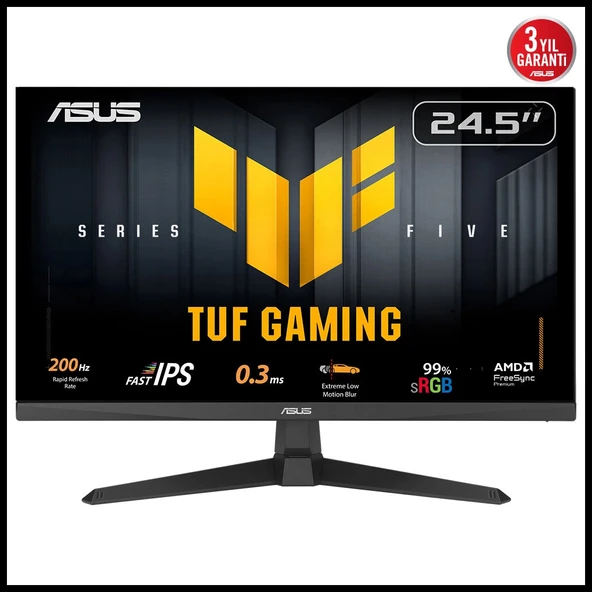 ASUS TUF GAMING VG259Q5A 24,5" 0.3ms, 200Hz, Full HD, DP, 2xHDMI, Hoparlör, IPS Panel, ELMB Sync Premium, GAMING Mo ürün görseli 1