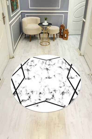 Dijital Baskı Modern Kaymaz Taban Halı H0351 RENKLİ 200 X 200 ürün görseli 1