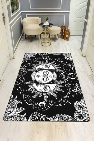 Modern Desenli Dijital Baskı Kaymaz Taban Halı H0163 RENKLİ 100 X 300 ürün görseli 1