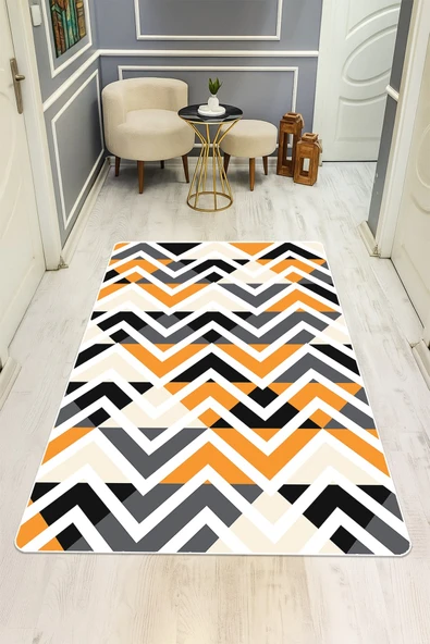 Modern Desenli Dijital Baskı Kaymaz Taban Halı H0141 RENKLİ 80 X 150 ürün görseli 1