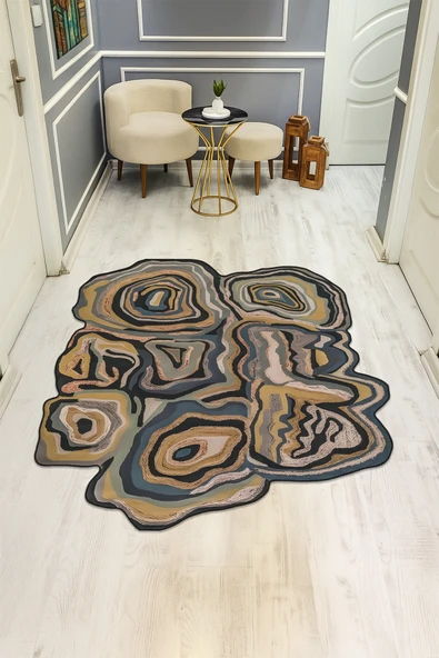 Dijital Baskı Modern Kaymaz Taban Halı H0393 RENKLİ 100 X 100 ürün görseli 1