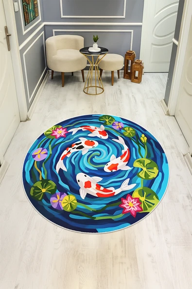 Dijital Baskı Modern Kaymaz Taban Halı H0320 RENKLİ 140 X 140 ürün görseli 1