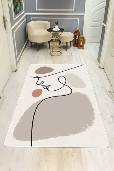 Modern Desenli Dijital Baskı Kaymaz Taban Halı H0153 RENKLİ 100 X 200 ürün görseli 1