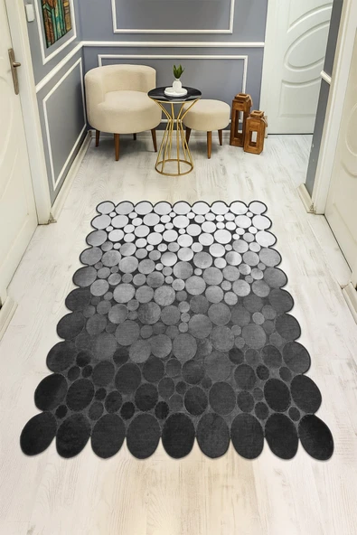 Modern Desenli Lazer Kesim Dijital Baskı Kaymaz Taban Halı H0445 RENKLİ 100 X 300 ürün görseli 1