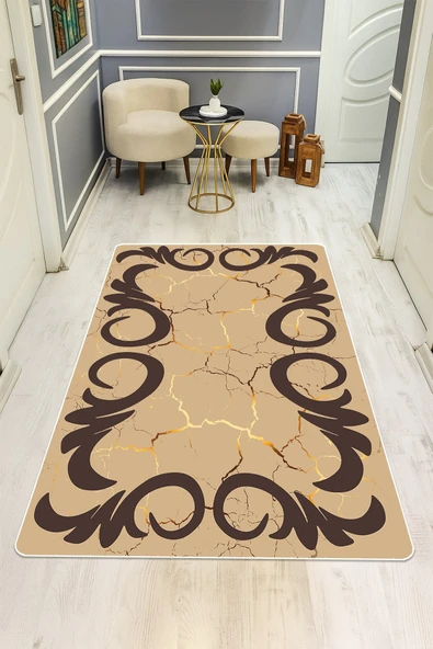 Modern Desenli Dijital Baskı Kaymaz Taban Halı H0181 RENKLİ 100 X 200 ürün görseli 1