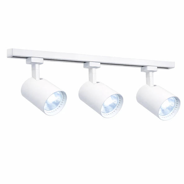 Modern 3’lü LED Ray Spot Aydınlatma Seti 30W Beyaz Monofaze Ray Sistem Ayarlanabilir Tavan Spotu 6400K Beyaz ürün görseli 1