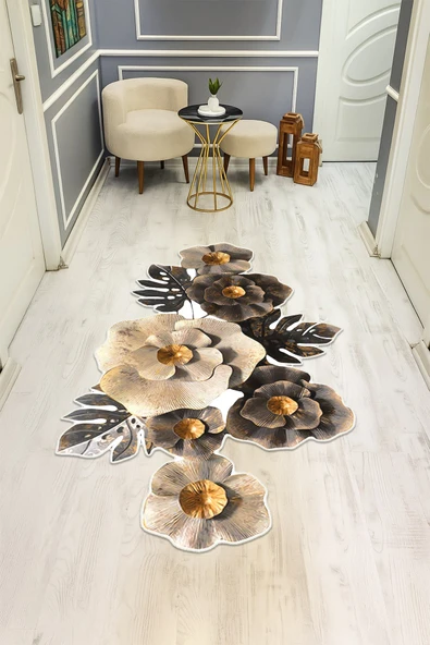 Modern Desenli Lazer Kesim Dijital Baskı Kaymaz Taban Halı H0435 RENKLİ 140 X 200 ürün görseli 1