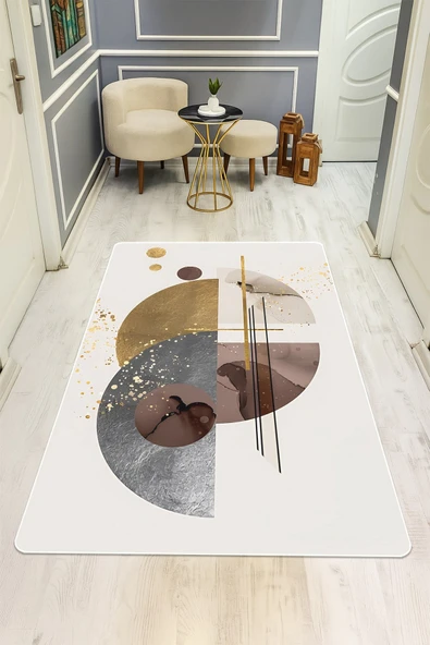 Modern Desenli Dijital Baskı Kaymaz Taban Halı H0212 RENKLİ 100 X 200 ürün görseli 1