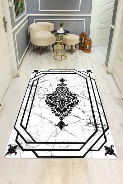 Modern Desenli Dijital Baskı Kaymaz Taban Halı H0173 RENKLİ 80 X 150 ürün görseli 1