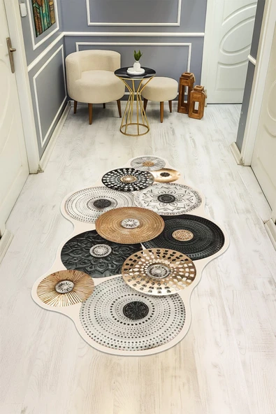Modern Desenli Lazer Kesim Dijital Baskı Kaymaz Taban Halı H0436 RENKLİ 140 X 200 ürün görseli 1