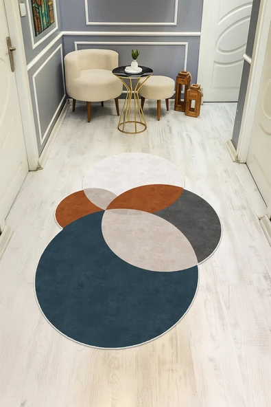 Modern Desenli Lazer Kesim Dijital Baskı Kaymaz Taban Halı H0406 RENKLİ 160 X 230 ürün görseli 1