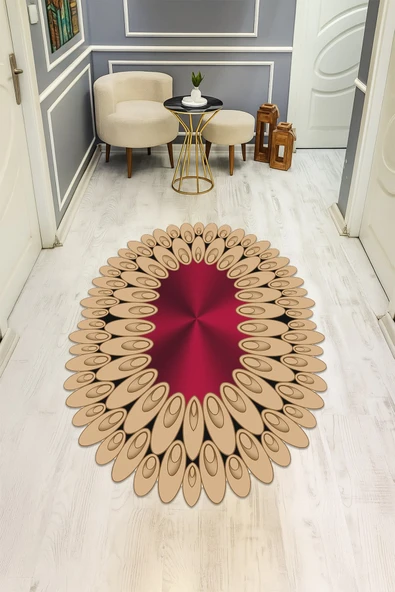 Modern Desenli Lazer Kesim Dijital Baskı Kaymaz Taban Halı H0420 RENKLİ 80 X 150 ürün görseli 1