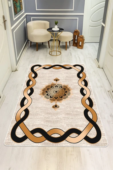 Modern Desenli Dijital Baskı Kaymaz Taban Halı H0175 RENKLİ 80 X 300 ürün görseli 1
