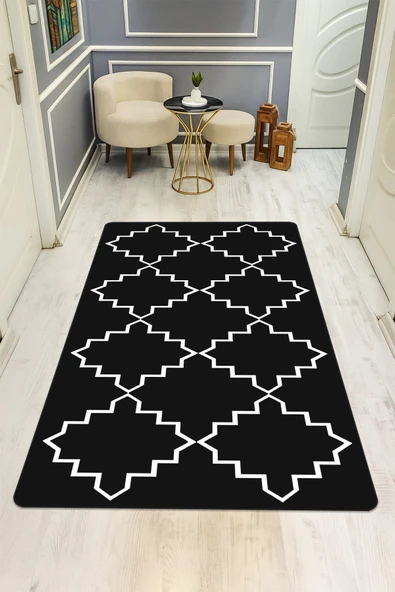 Modern Desenli Dijital Baskı Kaymaz Taban Halı H0190 RENKLİ 80 X 150 ürün görseli 1