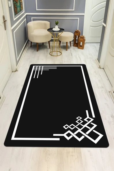Modern Desenli Dijital Baskı Kaymaz Taban Halı H0185 RENKLİ 80 X 200 ürün görseli 1
