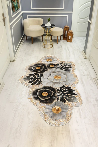 Modern Desenli Lazer Kesim Dijital Baskı Kaymaz Taban Halı H0434 RENKLİ 120 X 180 ürün görseli 1