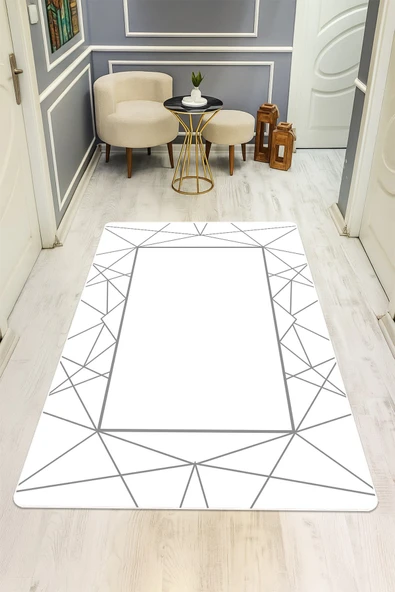 Modern Desenli Dijital Baskı Kaymaz Taban Halı H0211 RENKLİ 80 X 150 ürün görseli 1
