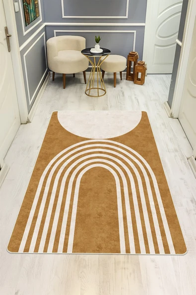 Modern Desenli Dijital Baskı Kaymaz Taban Halı H1014 RENKLİ 100 X 200 ürün görseli 1
