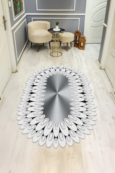 Modern Desenli Lazer Kesim Dijital Baskı Kaymaz Taban Halı H0418 RENKLİ 80 X 150 ürün görseli 1