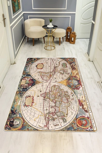 Modern Desenli Dijital Baskı Kaymaz Taban Halı H0279 RENKLİ 140 X 200 ürün görseli 1