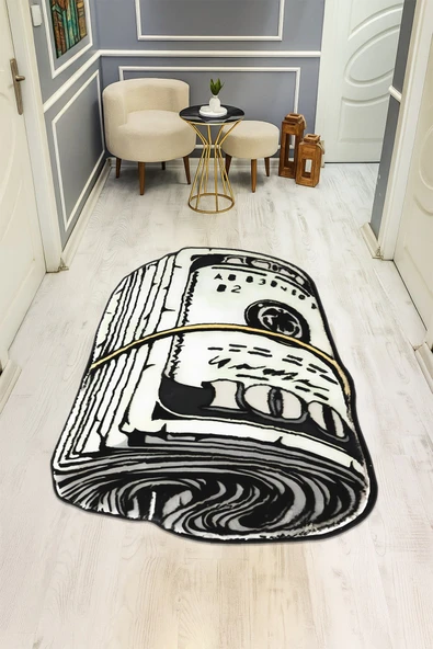 Modern Desenli Lazer Kesim Dijital Baskı Kaymaz Taban Halı H0447 RENKLİ 100 X 200 ürün görseli 1