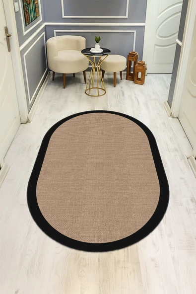 Modern Desenli Oval Dijital Baskı Kaymaz Taban Halı H0364 RENKLİ 100 X 200 ürün görseli 1