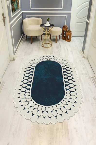 Modern Desenli Lazer Kesim Dijital Baskı Kaymaz Taban Halı H0421 RENKLİ 80 X 200 ürün görseli 1