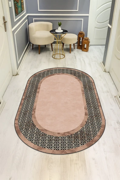 Modern Desenli Oval Dijital Baskı Kaymaz Taban Halı H0363 RENKLİ 200 X 300 ürün görseli 1