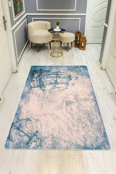 Modern Desenli Dijital Baskı Kaymaz Taban Halı H0297 RENKLİ 80 X 300 ürün görseli 1