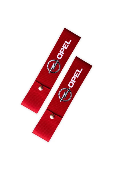 Opel Logolu Kırmızı Renk Yüksek Kalite Tampon Dili & Çeki İpi - 2'li Set ürün görseli 1