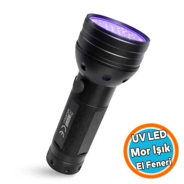UV Led El Feneri Alüminyum Gövde Mor Işık Sahte Para Tespiti Klima Gazı Yağ Kaçağı Hijyen Tespiti ürün görseli 1